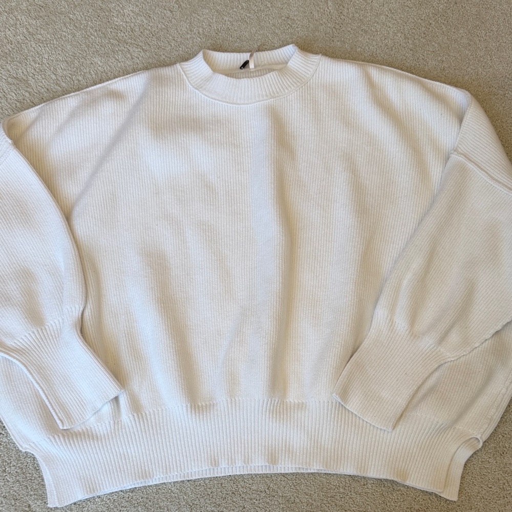 Free People Ivory Ribbed Sweater